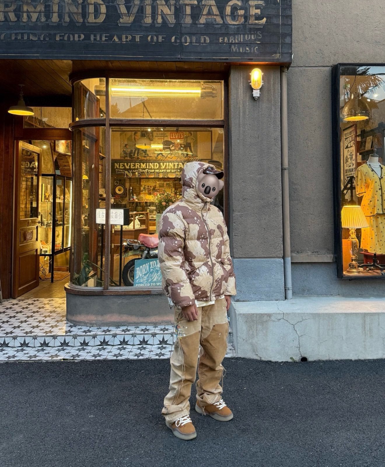 스투시 카모 립스탑 다운 파카 카키