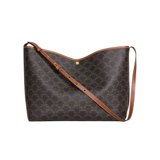 셀린느 트리옹프 캔버스 카프스킨 소프트 쇼퍼 백 탄