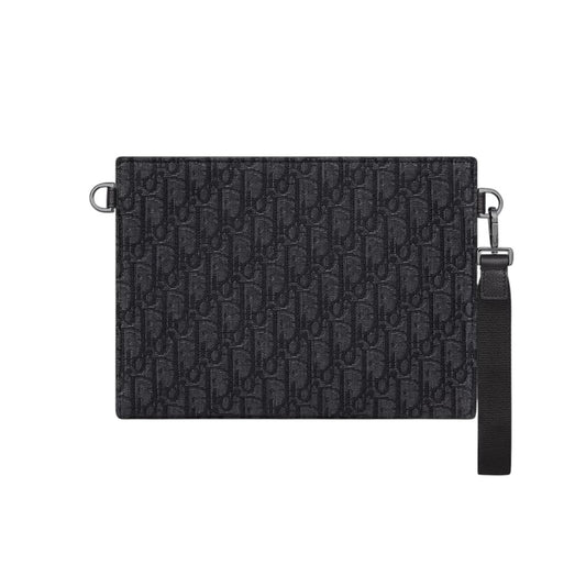 디올 A5 트라이앵글 파우치 오블리크 블랙