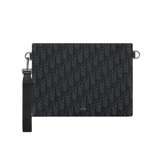 디올 A5 트라이앵글 파우치 오블리크 블랙