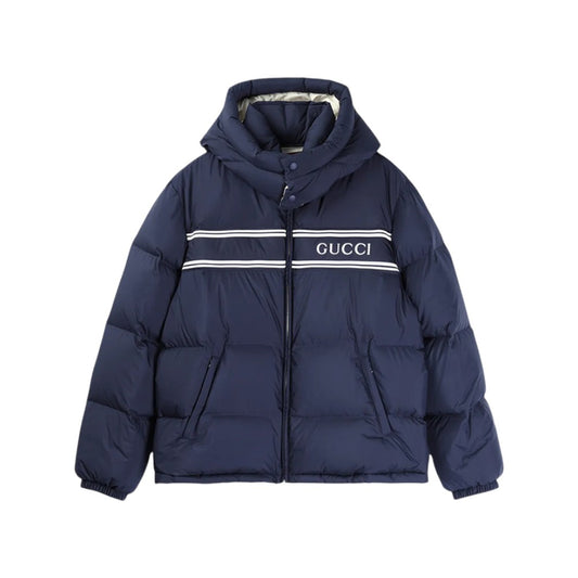 구찌 스트라이프 푸퍼 자켓 네이비