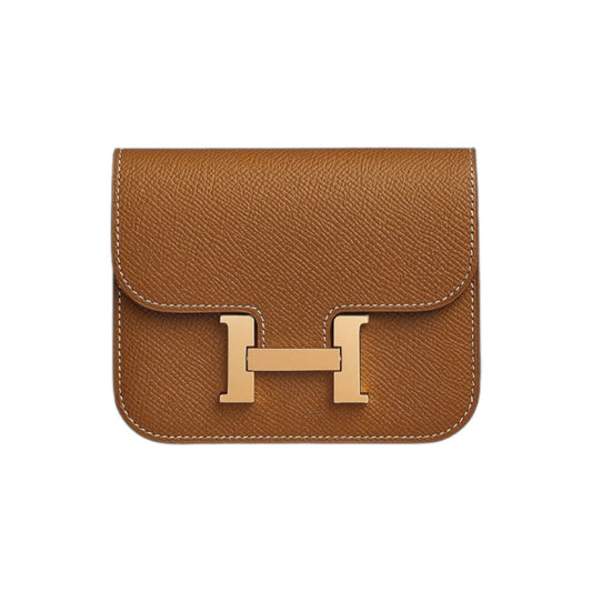 에르메스 콘스탄스 슬림 지갑 앱송 & 골드 하드웨어 골드