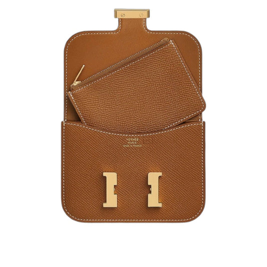 에르메스 콘스탄스 슬림 지갑 앱송 & 골드 하드웨어 골드