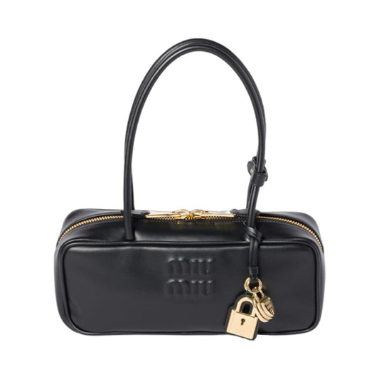 미우미우 가죽 보 백 블랙 스몰