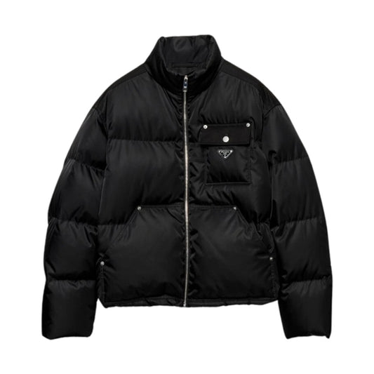 프라다 리나일론 크롭 다운 재킷 블랙