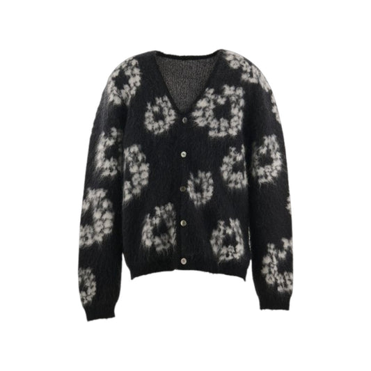 세인트 마이클 x 데님 티어스 모헤어 가디건 블랙