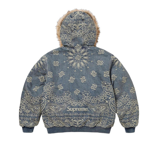 슈프림 반다나 자카드 데님 후드 워크 자켓 블루
