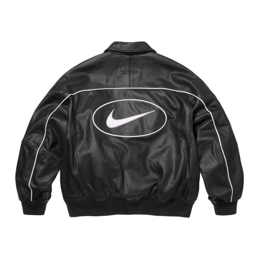 슈프림 x 나이키 레더 바시티 자켓 블랙